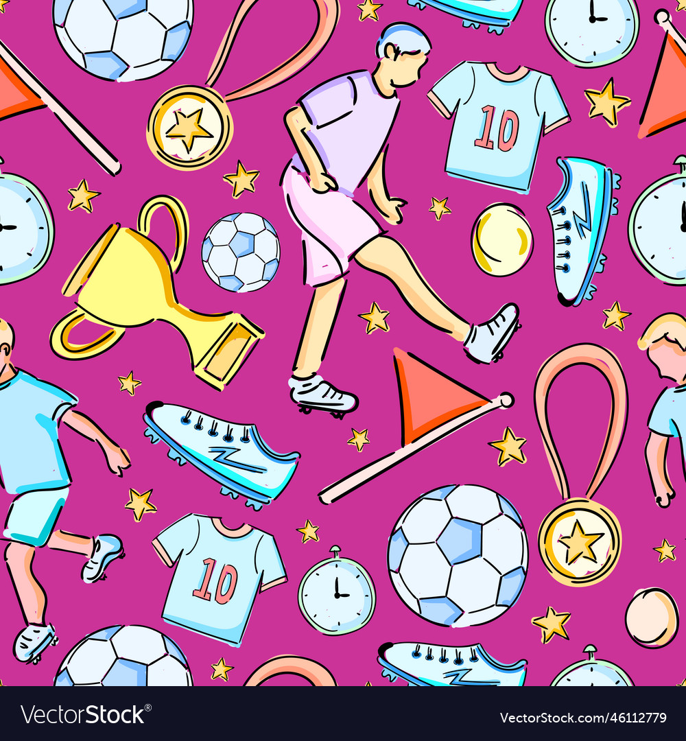 Seamless pattern of football player Royalty Free Vector