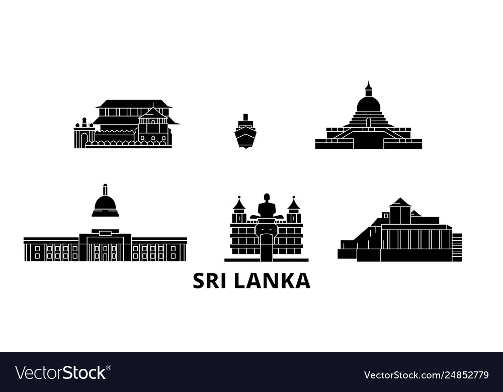 Sri lanka flat travel skyline set sri lanka black Vector Image