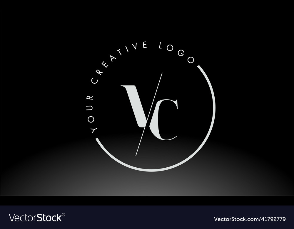 White vc serif letter logo design with creative Vector Image