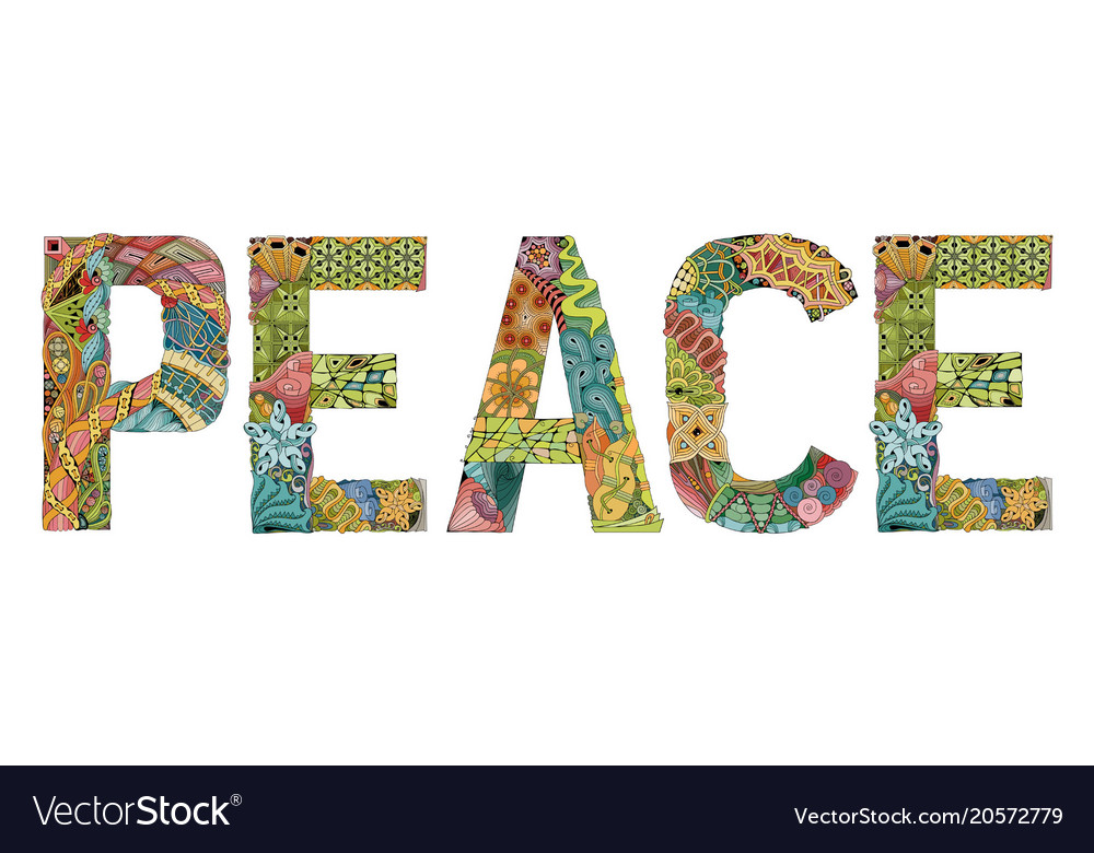 word-peace-decorative-zentangle-object-word-vector-image