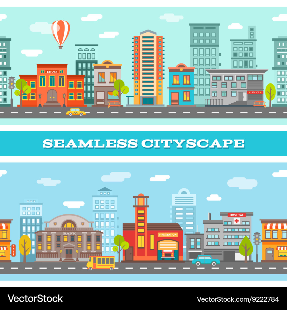 City buildings horizontal banners Royalty Free Vector Image