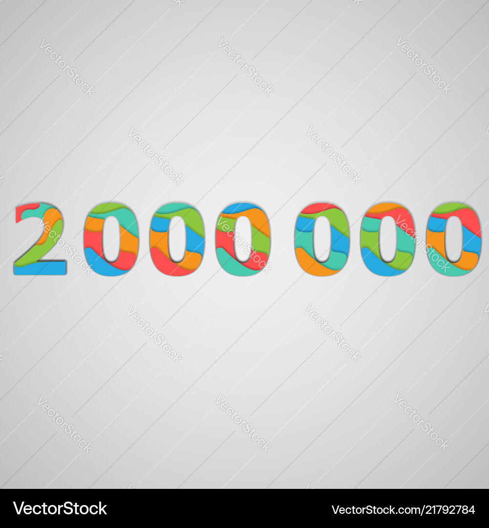 Colorful papercut layered number Royalty Free Vector Image