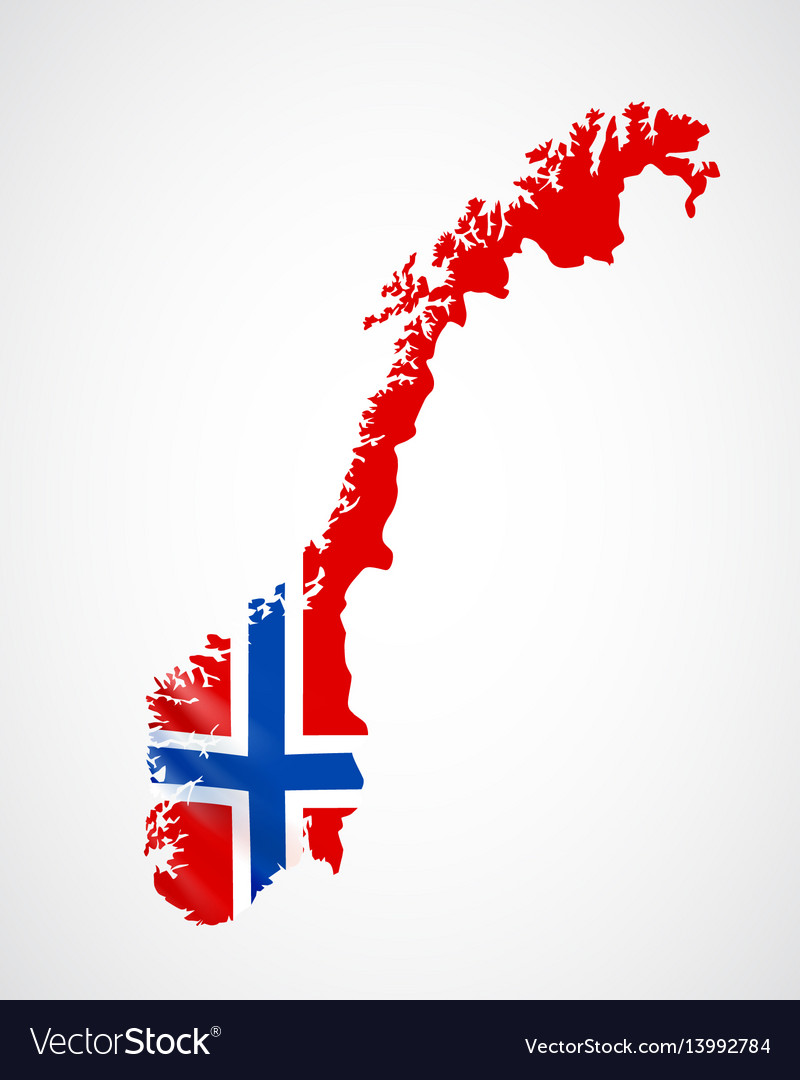 Hängende Norway-Flagge in Form von Landkarte Königreich