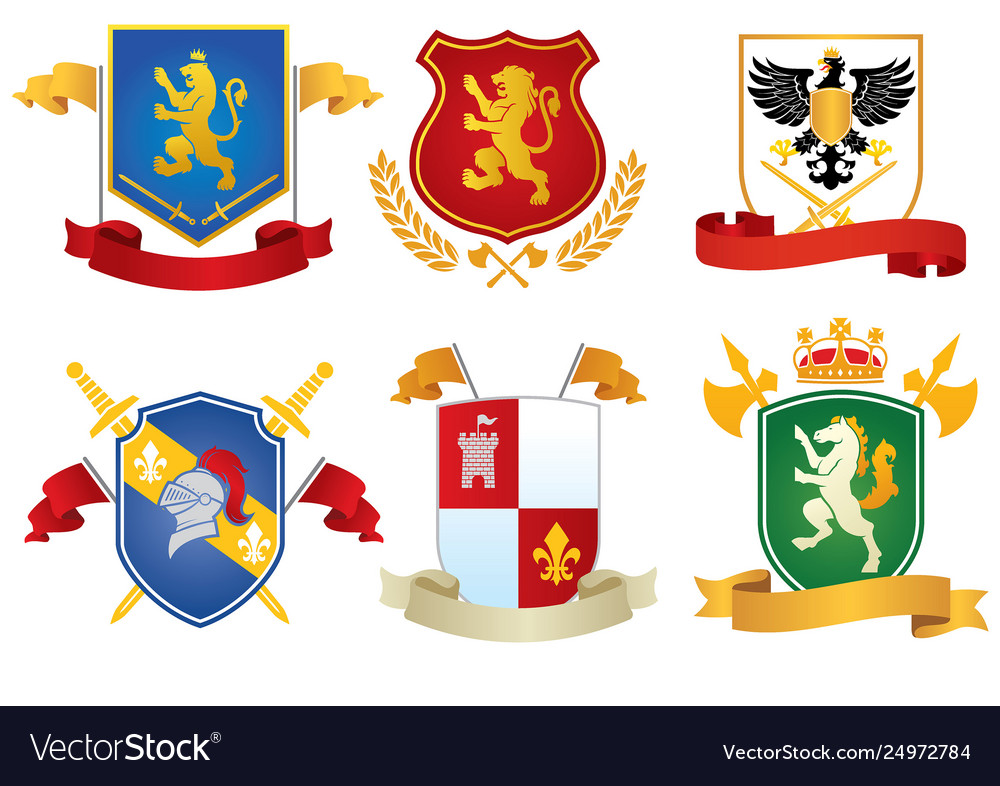 Heraldic shield set collection Royalty Free Vector Image