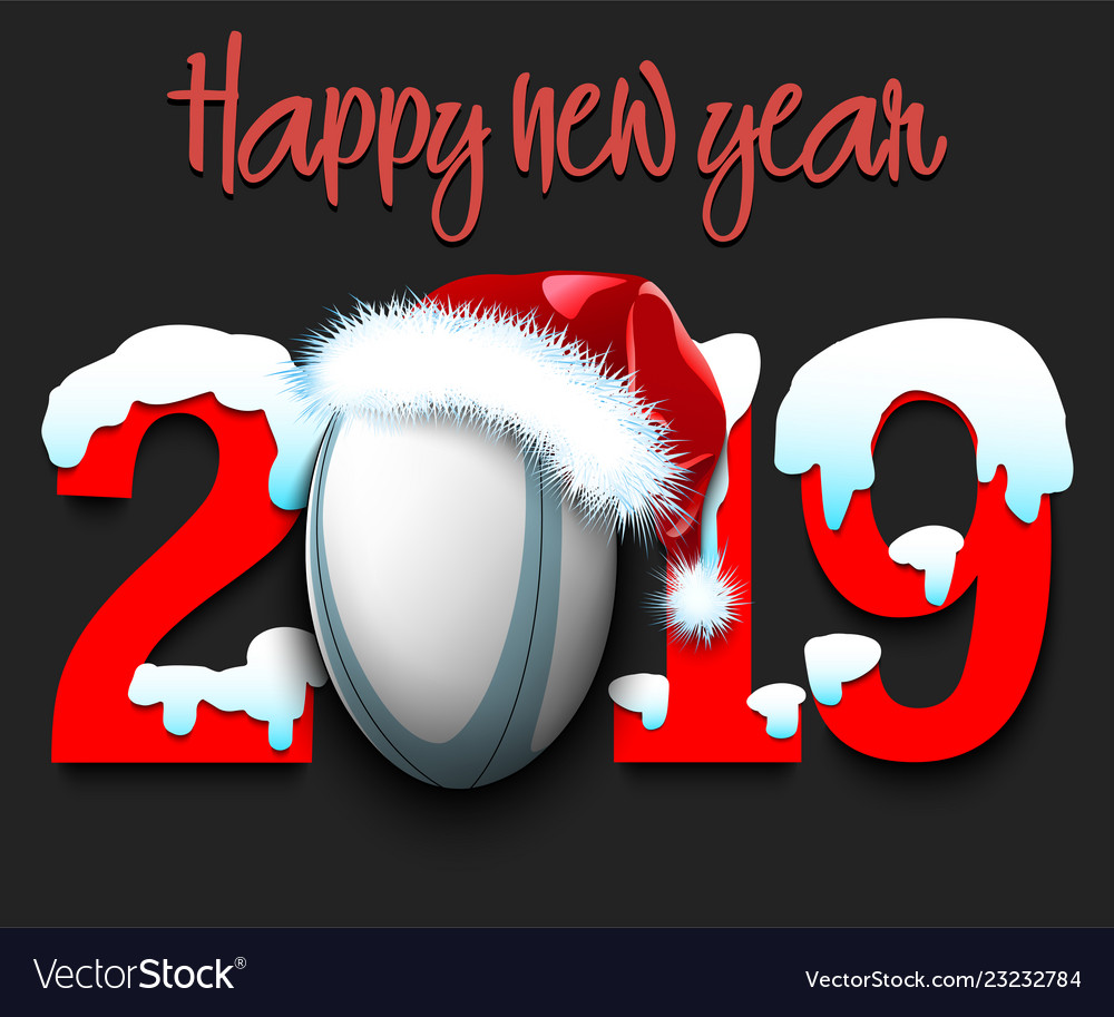 New year numbers 2019 and rugby ball