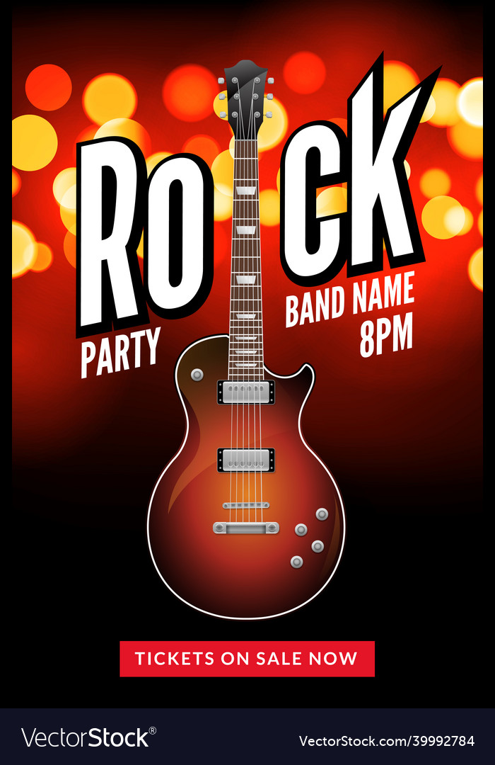 Rock festival flyer event design template guitar