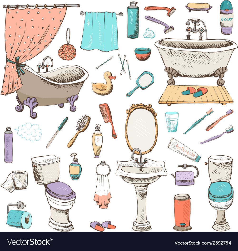 Set of bathroom and personal hygiene icons Vector Image