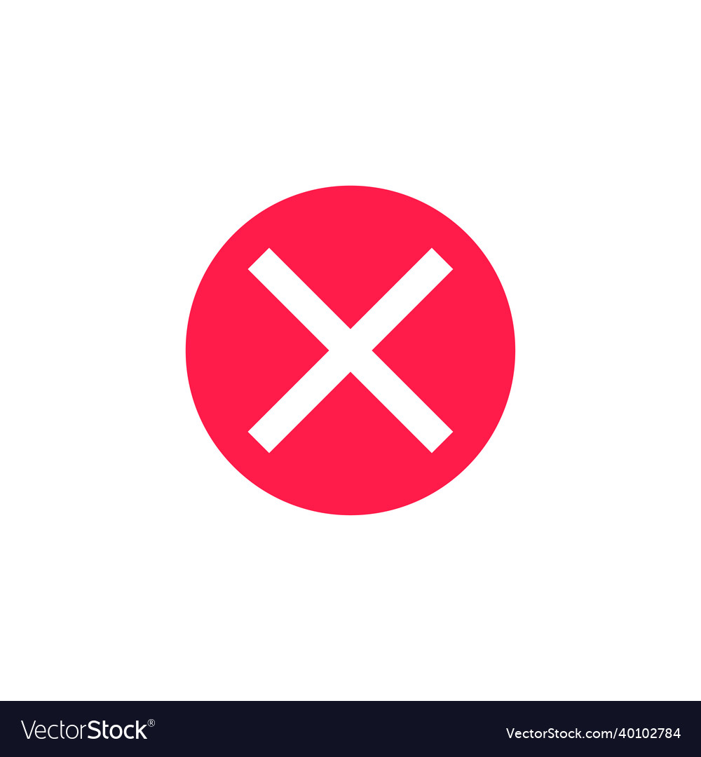 White x on red circle ban warning button symbol Vector Image