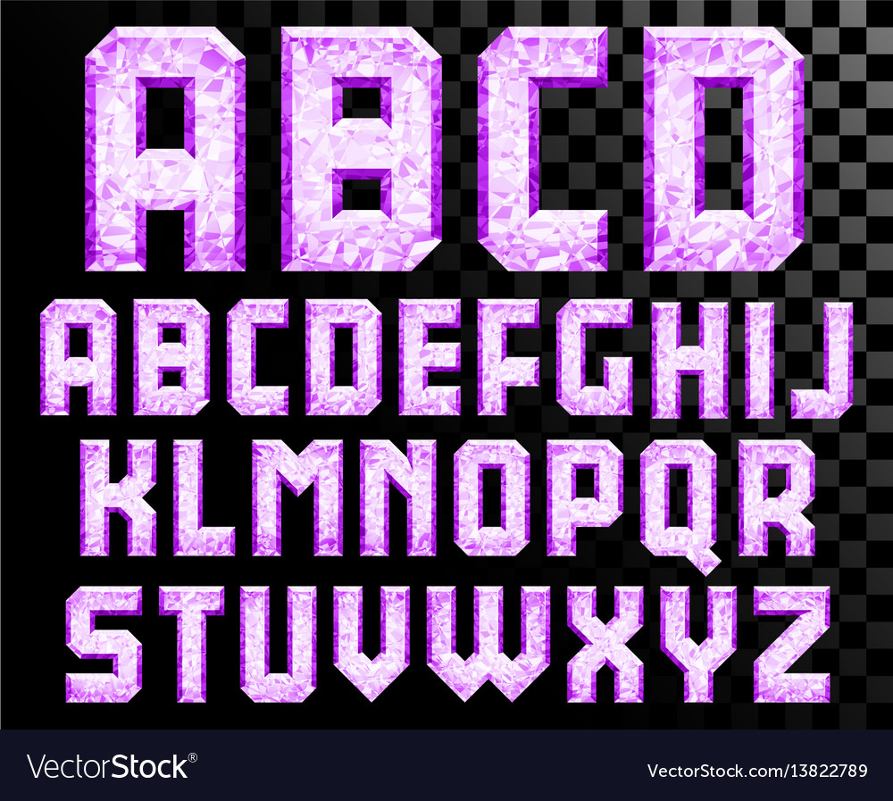 Alphabet of crystal letters Royalty Free Vector Image