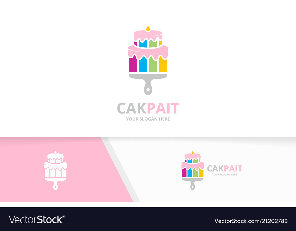 Cake and brush logo combination pie