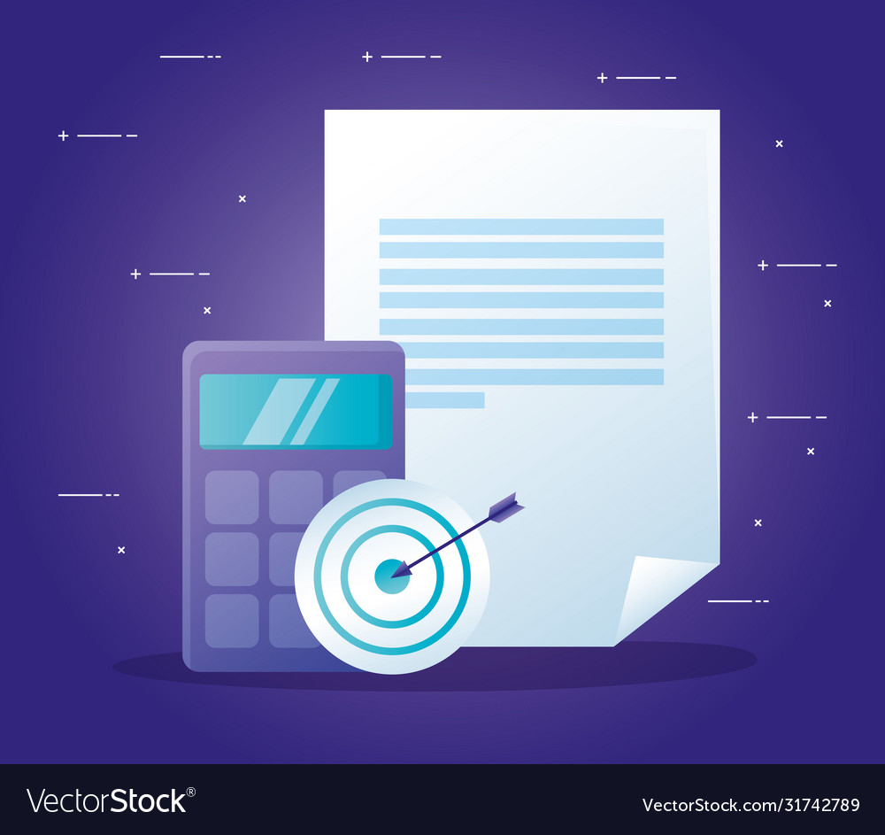 Calculator target and document design Royalty Free Vector