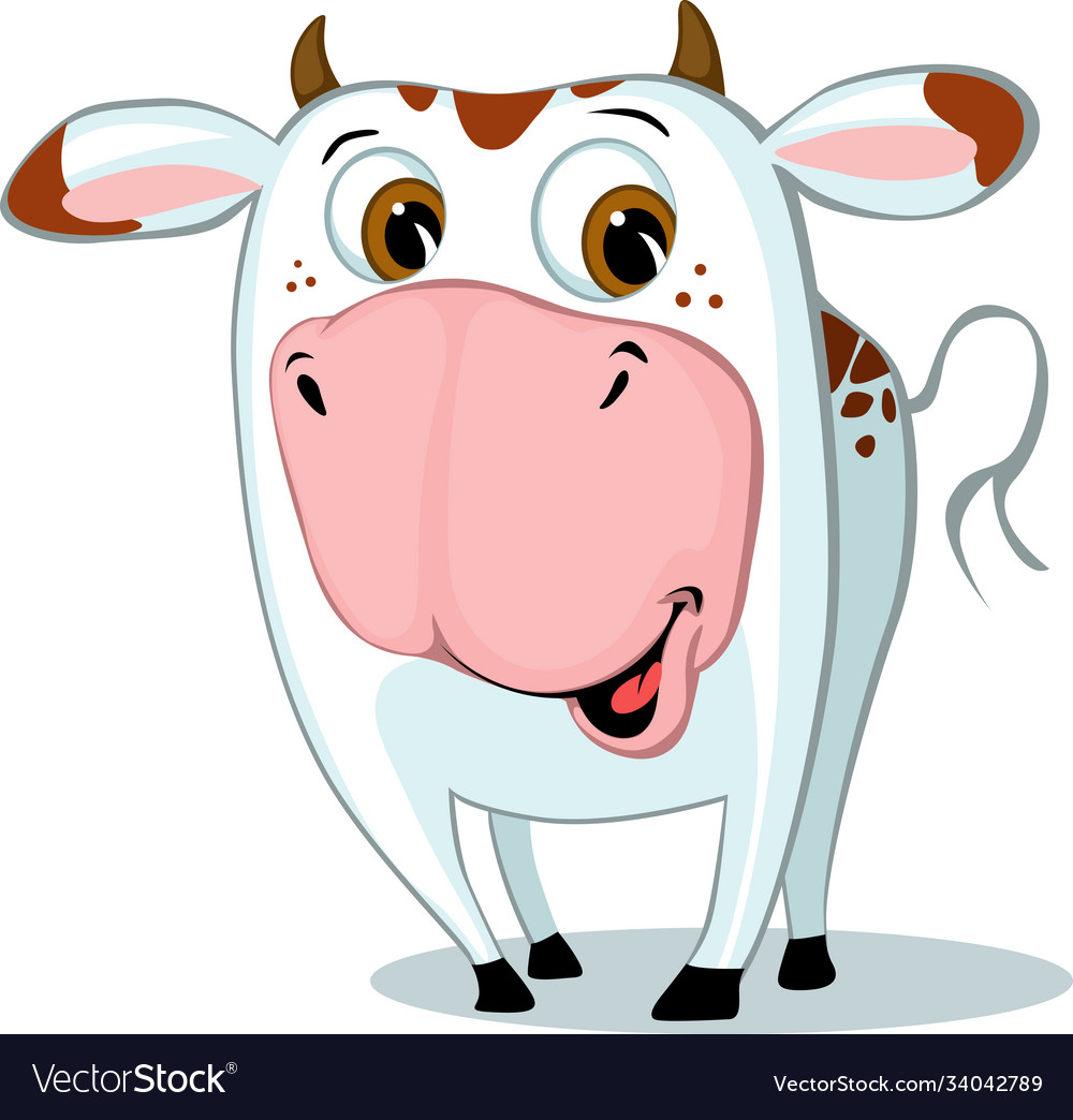 Cute funny cow character cartoon