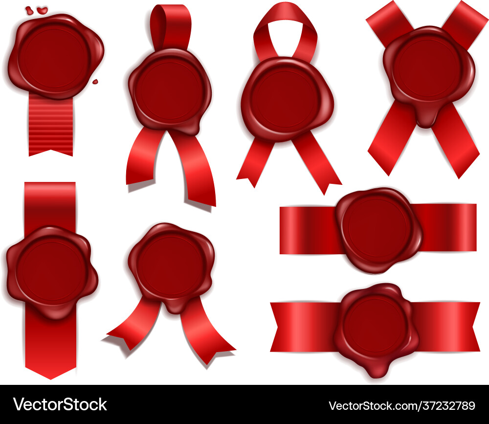 Stamp candle 3d red ribbons with original Vector Image