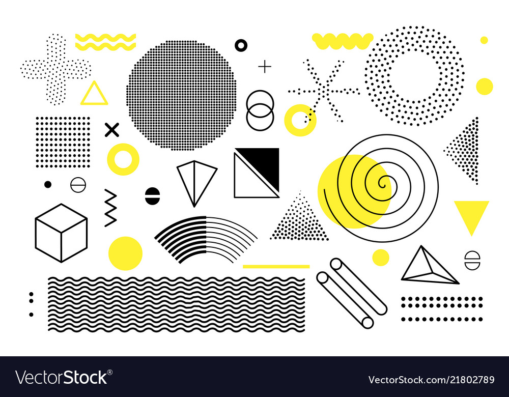 Universal trend halftone geometric shapes set Vector Image