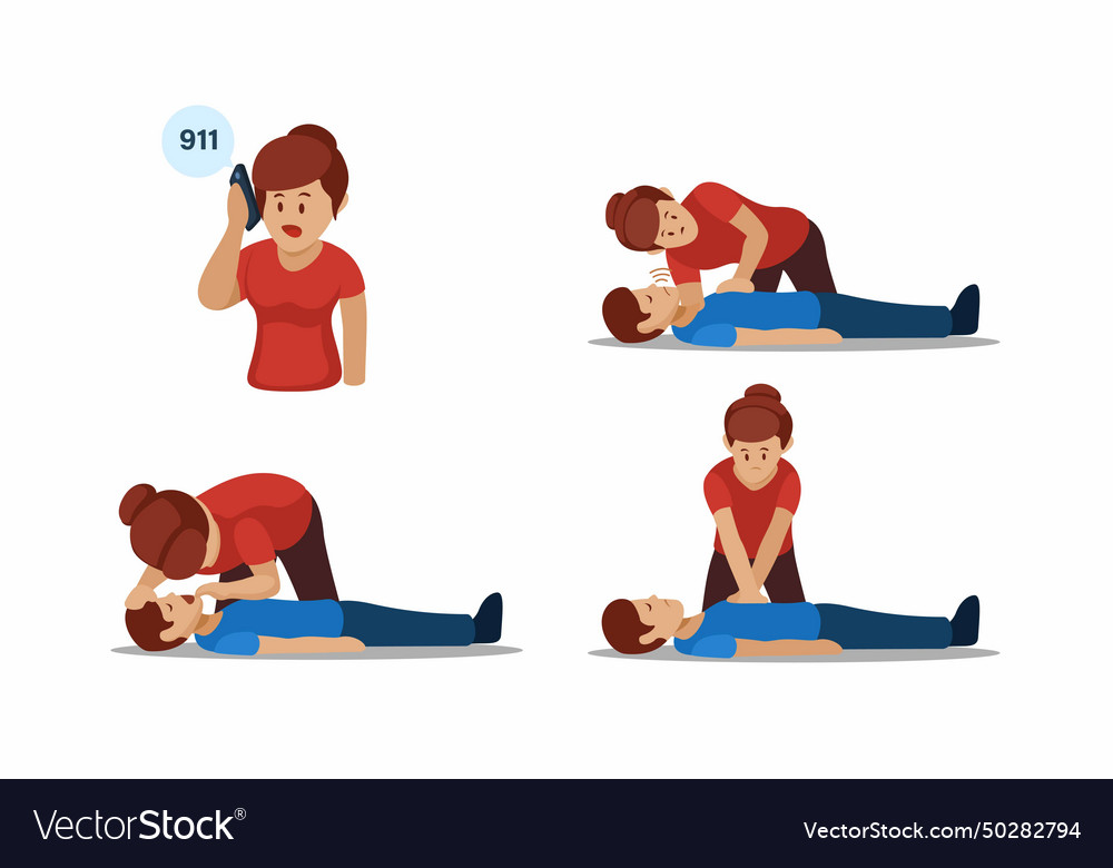 Cpr steps instruction Royalty Free Vector Image