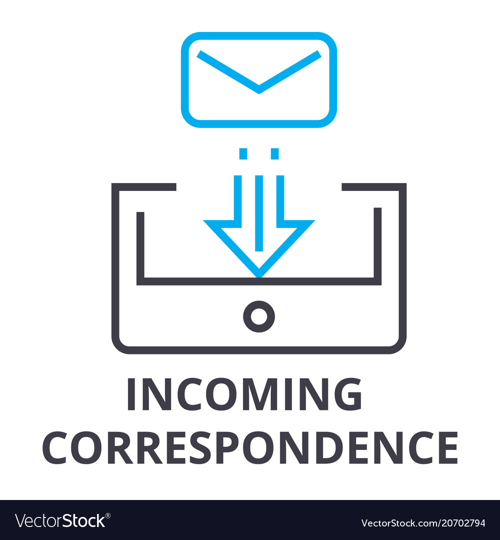 Incoming correspondence thin line icon sign