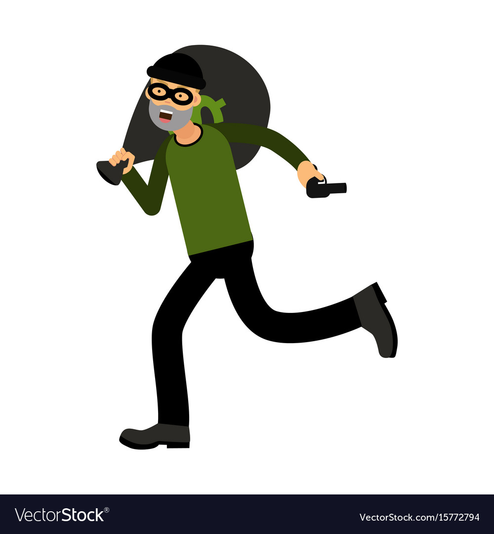 Professional masked robber character running Vector Image Professional masked robber character running Vector Image