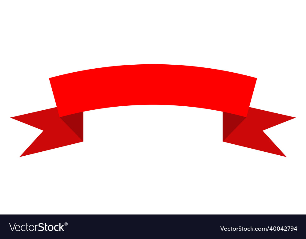 Red colorful curved ribbon on white background