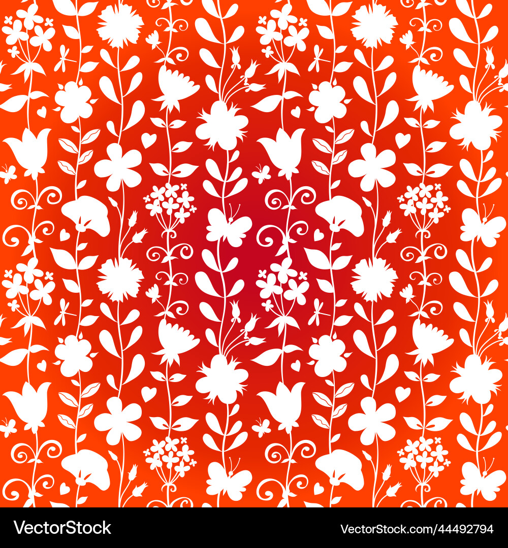 Seamless pattern with silhouettes flowers Vector Image