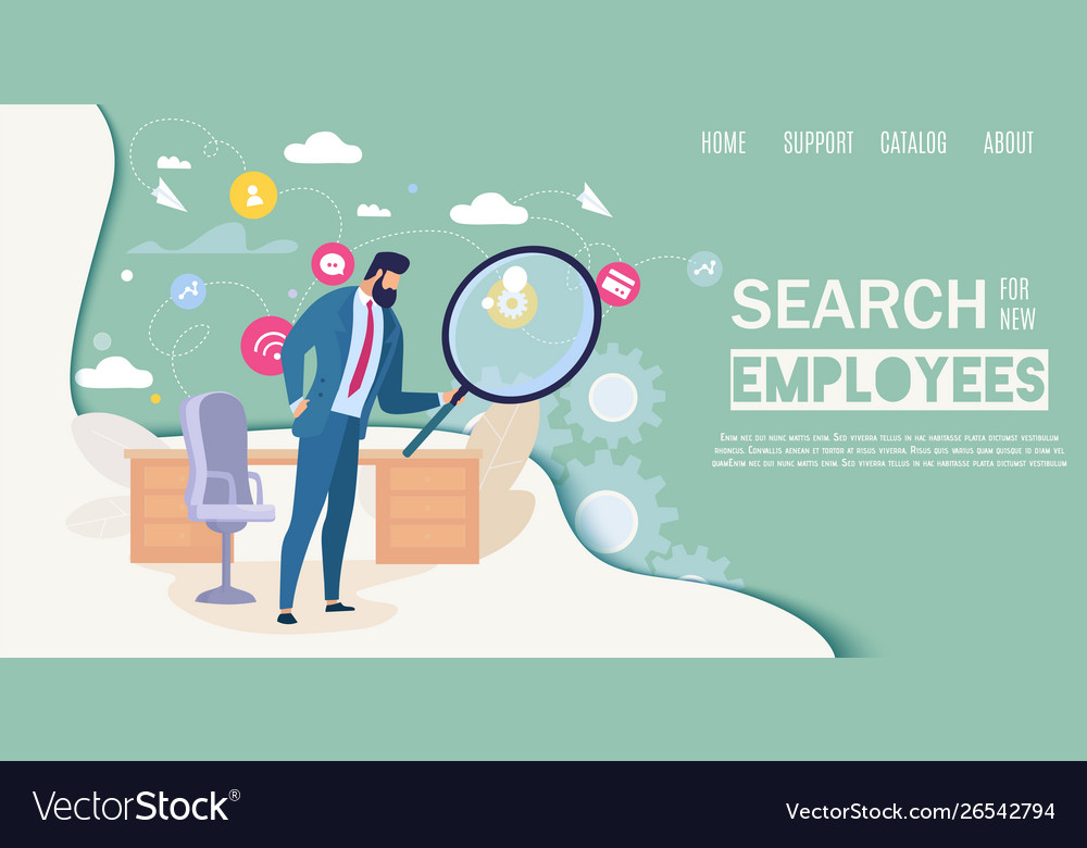 Search For New Employees Flat Web Banner Vector Image