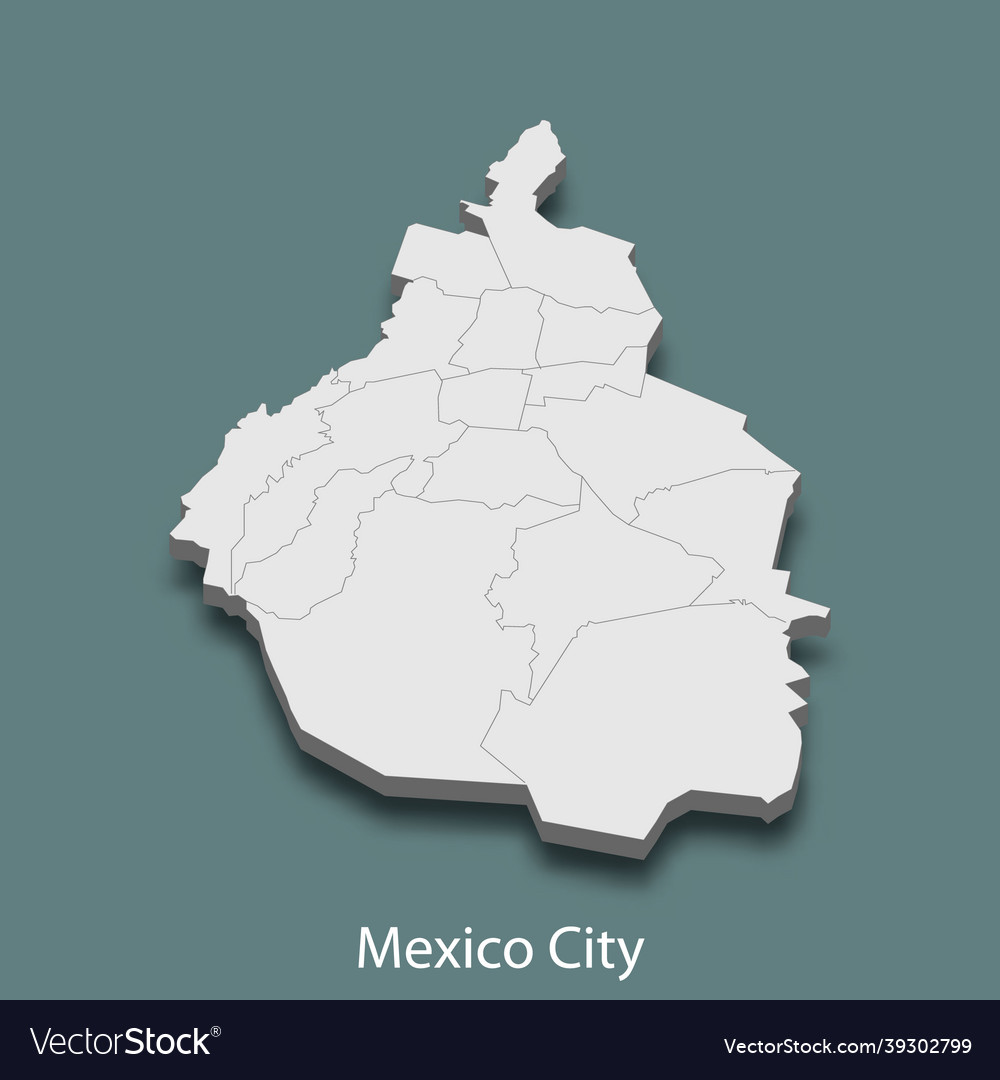 3d Isometric Map Of Mexico City Royalty Free Vector Image