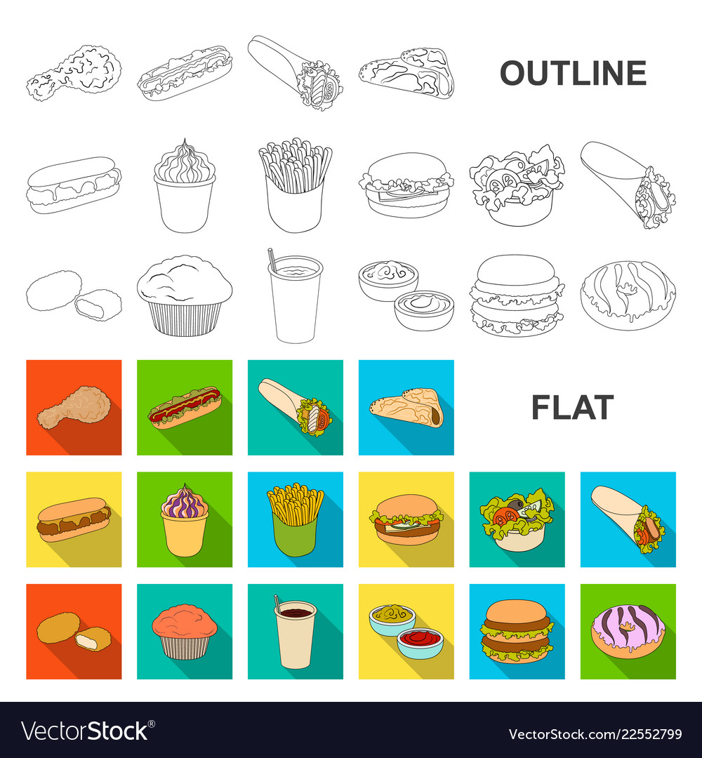 Fast food flat icons in set collection für design