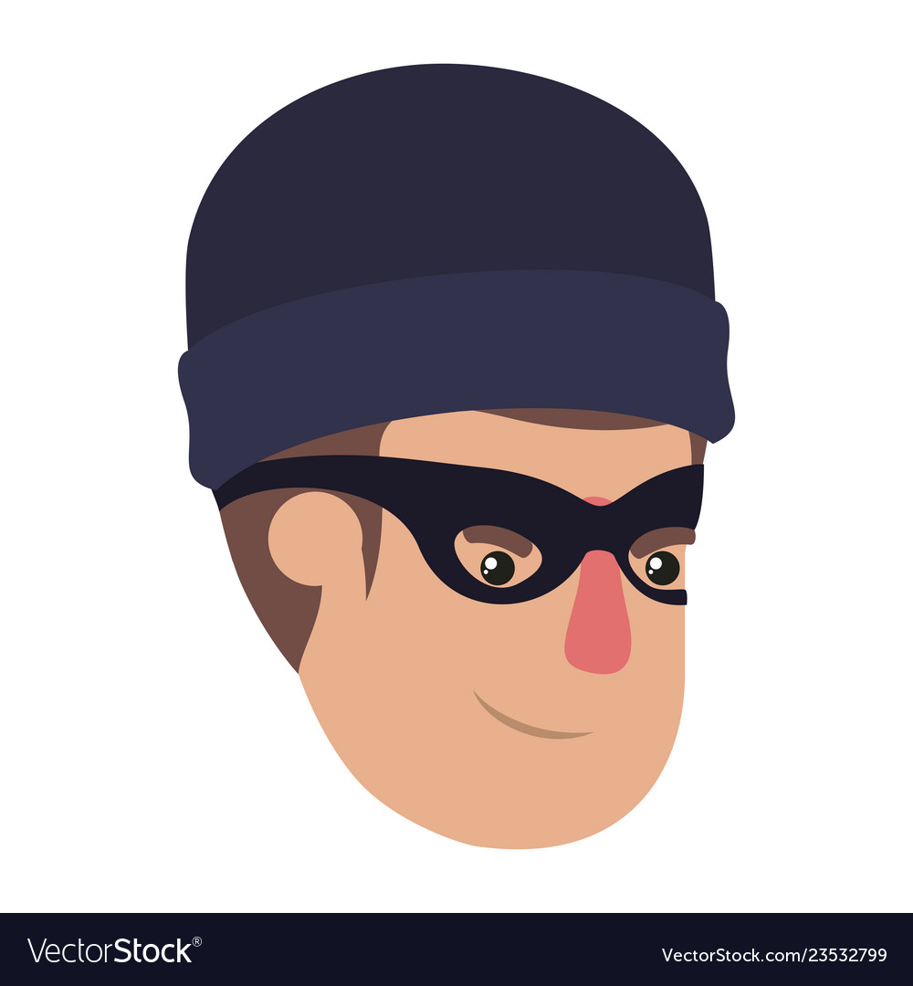 Head of man with mask of thief avatar character Vector Image