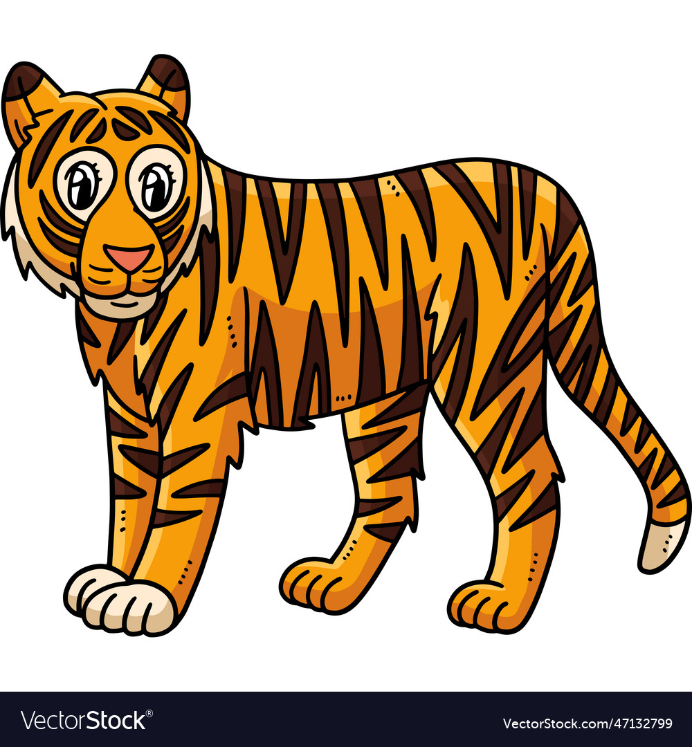 Mother tiger cartoon colored clipart Royalty Free Vector