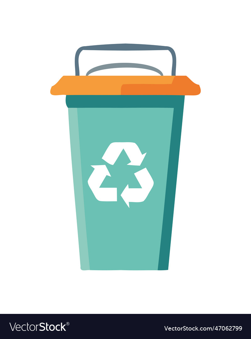 Recycling symbol on plastic garbage can basket Vector Image