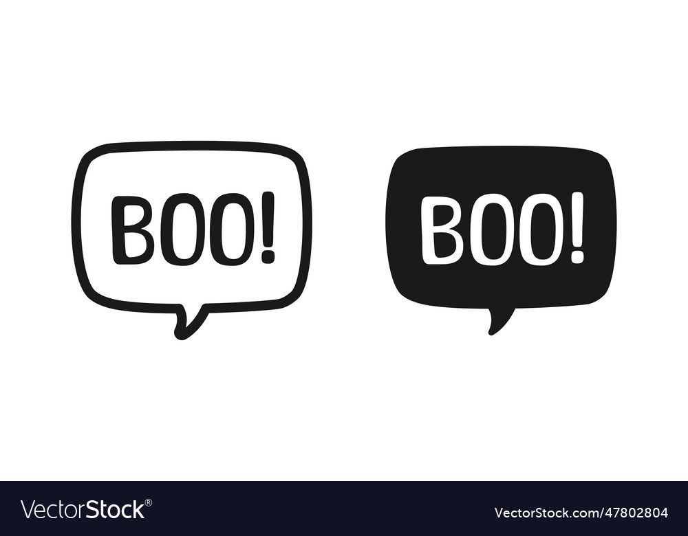 Boo text in speech bubble outline and silhouette