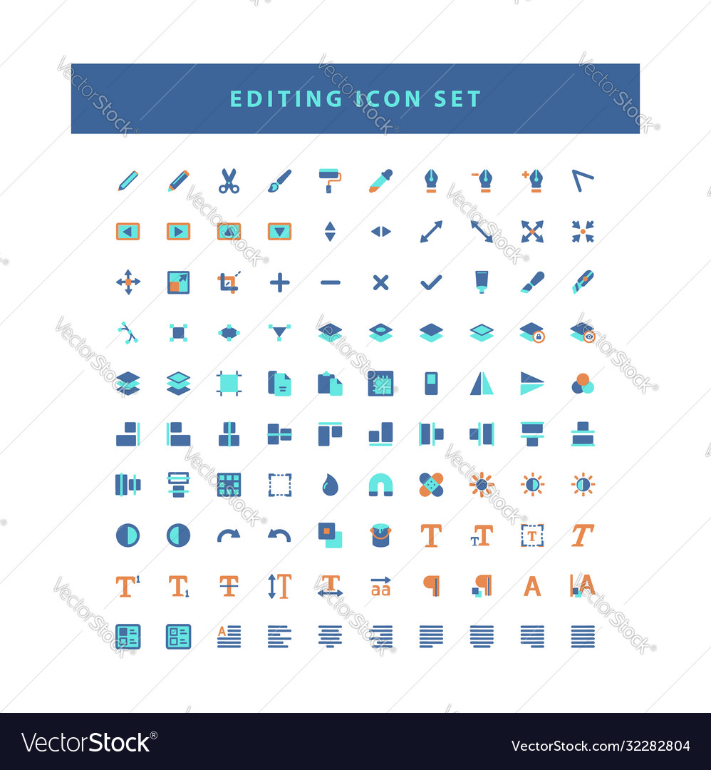 Collection editing tool software icons set Vector Image