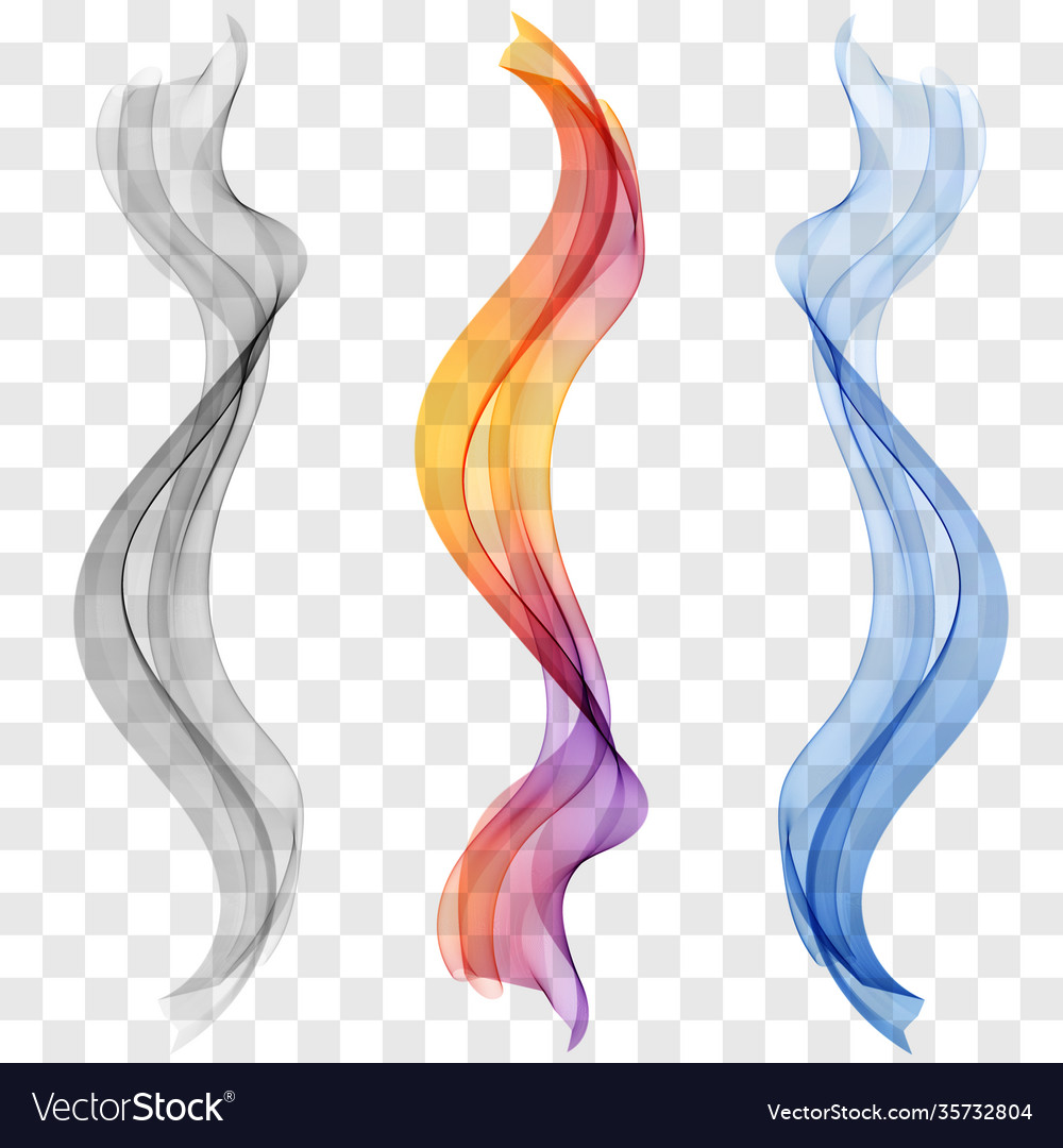 Set abstract wave colorful transparent Royalty Free Vector