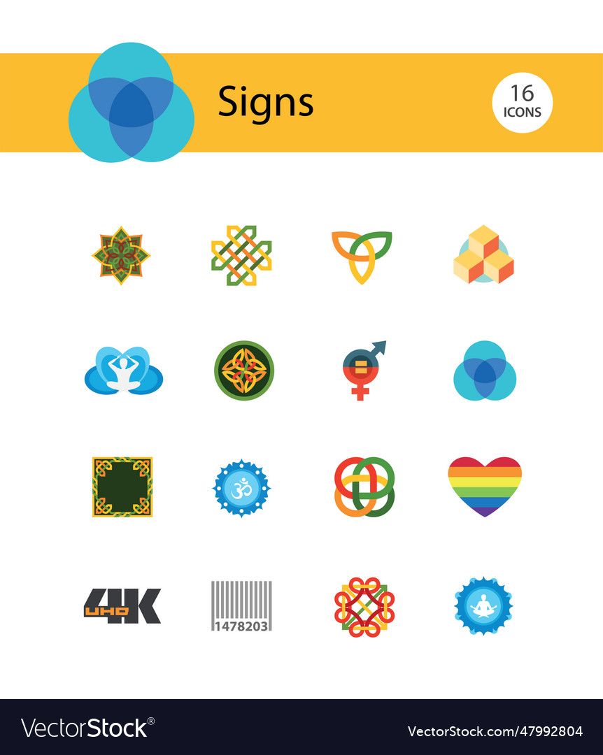 Signs flat icons set Royalty Free Vector Image