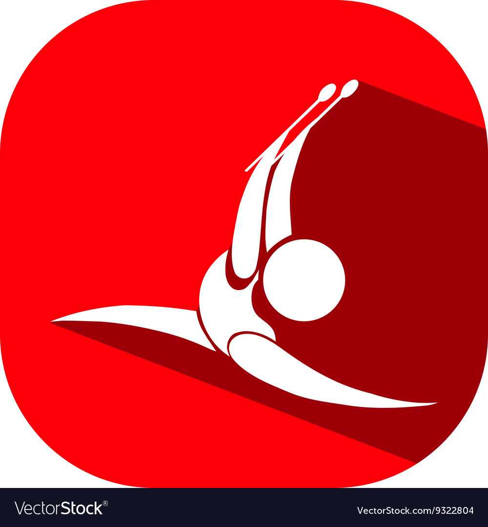 Sport icon design for gymnastics on red badge