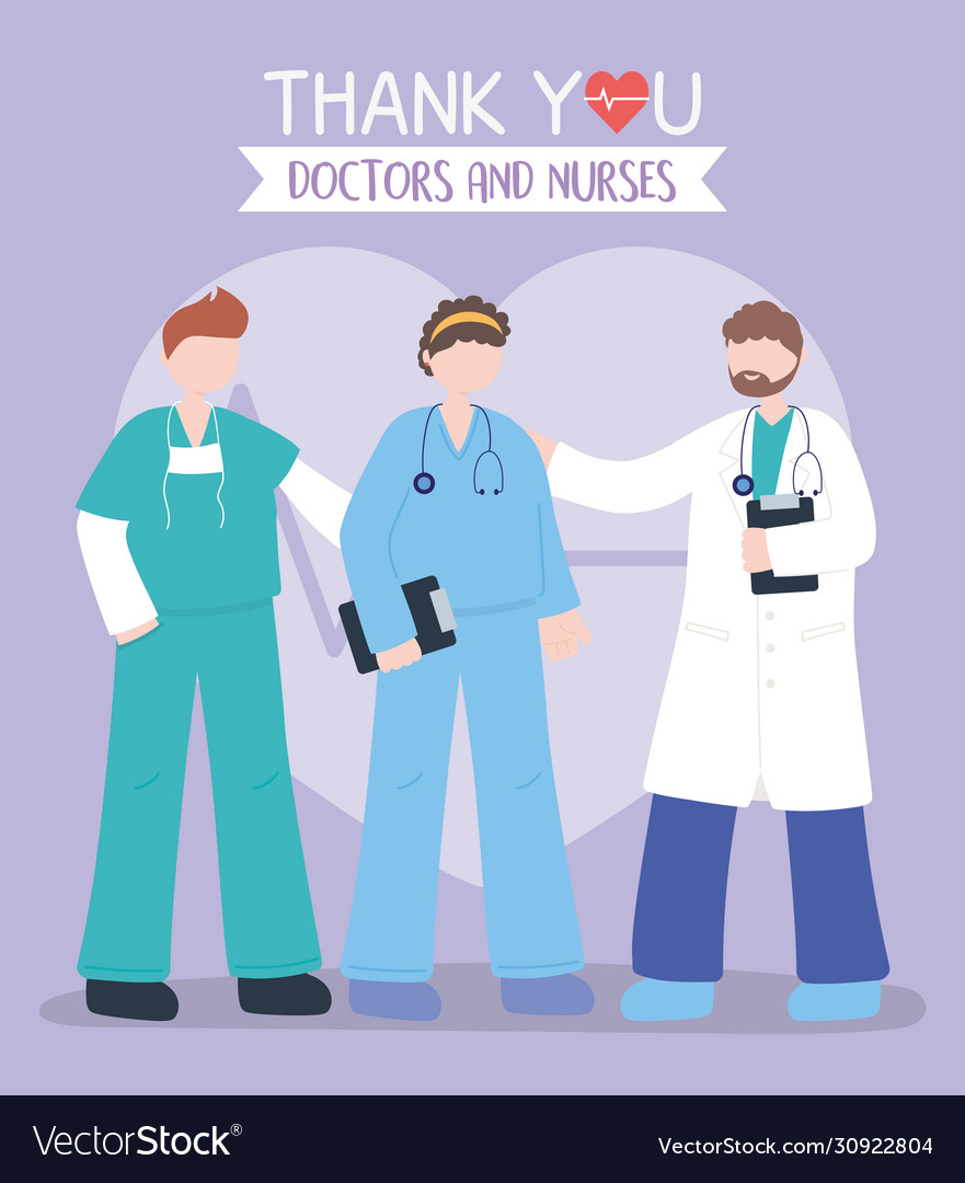 Thanks doctors nurses physician with male Vector Image