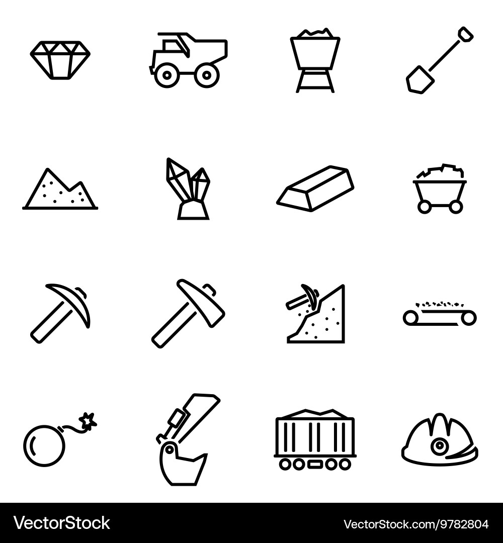 Thin line icons - mining Royalty Free Vector Image