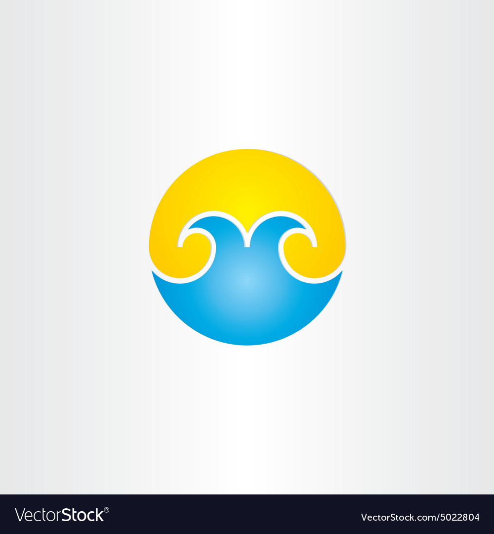 Water waves with sun summer icon