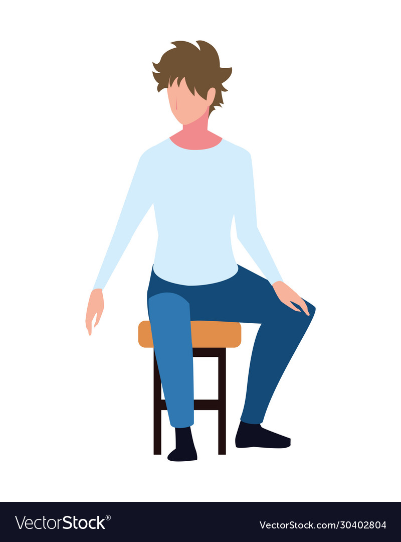 Young man sitting in chair on white background Vector Image