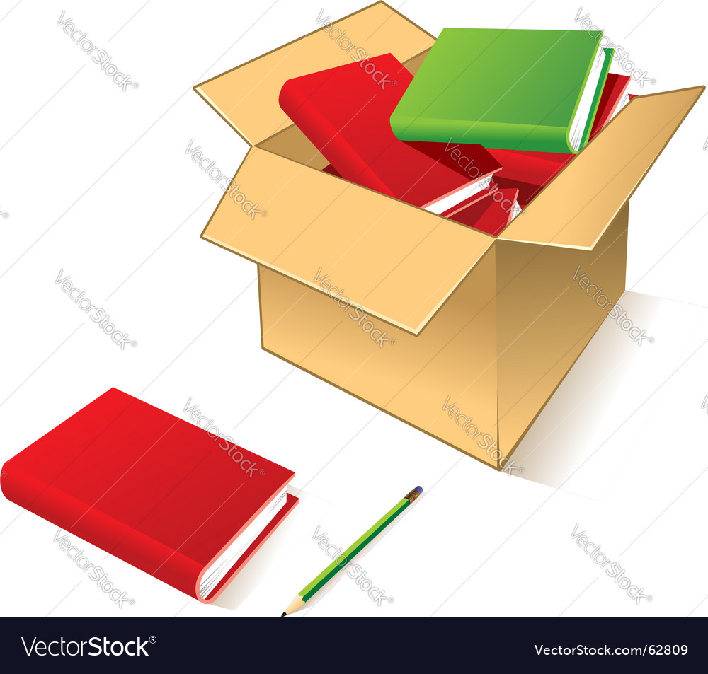 Box with books Royalty Free Vector Image VectorStock