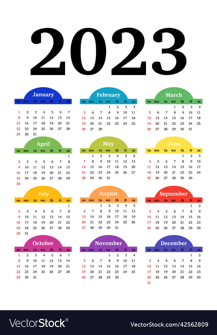 Calendar for 2023 isolated on a white background Vector Image