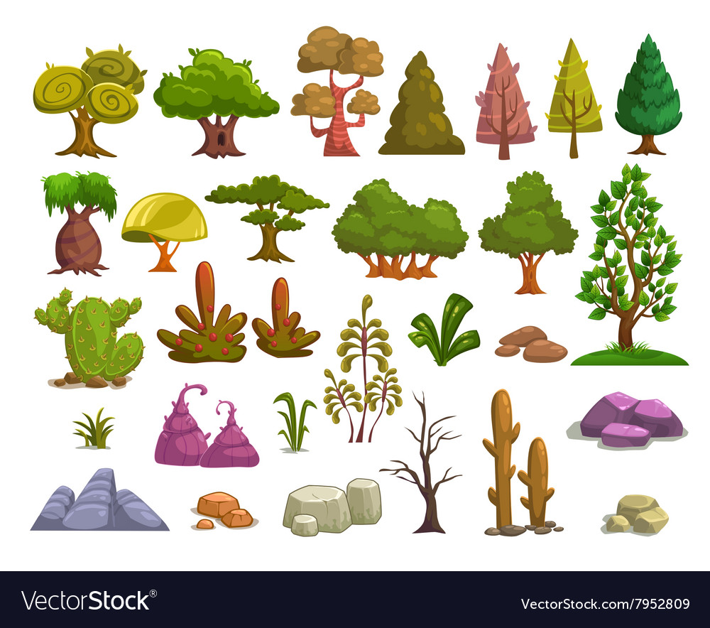 Cartoon nature landscape elements Royalty Free Vector Image