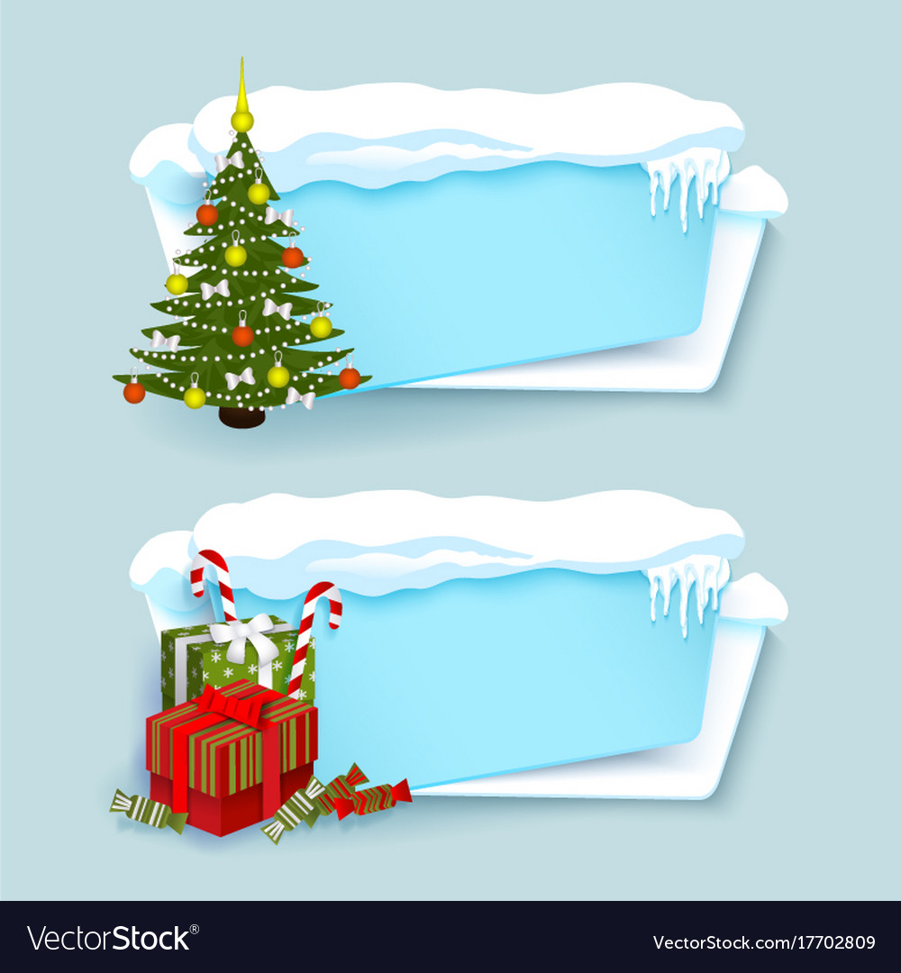 Cartoon realistic winter banner set Royalty Free Vector