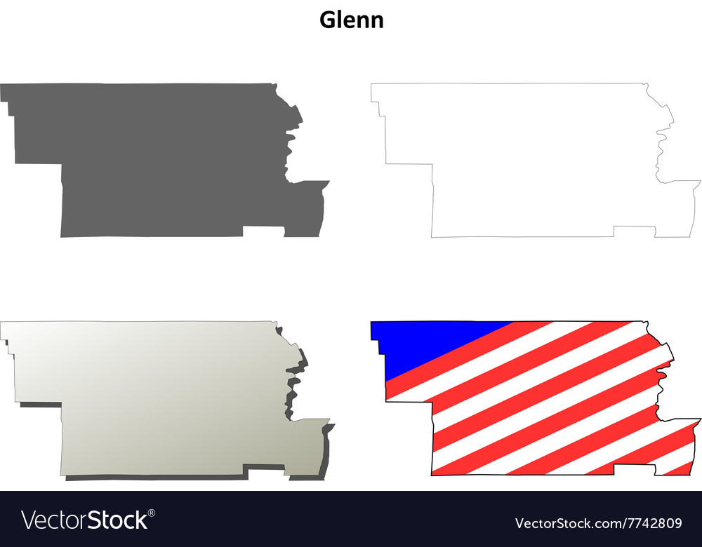 Glenn County California Outline Map Set Vector Image Glenn County California Outline Map Set Vector Image