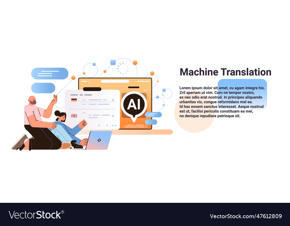 People using machine translation application Vector Image