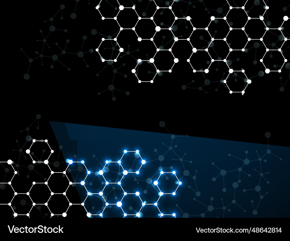 Abstract hexagonal molecules glowing molecular Vector Image