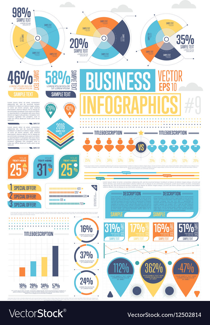 Business infographics set with different diagram Vector Image