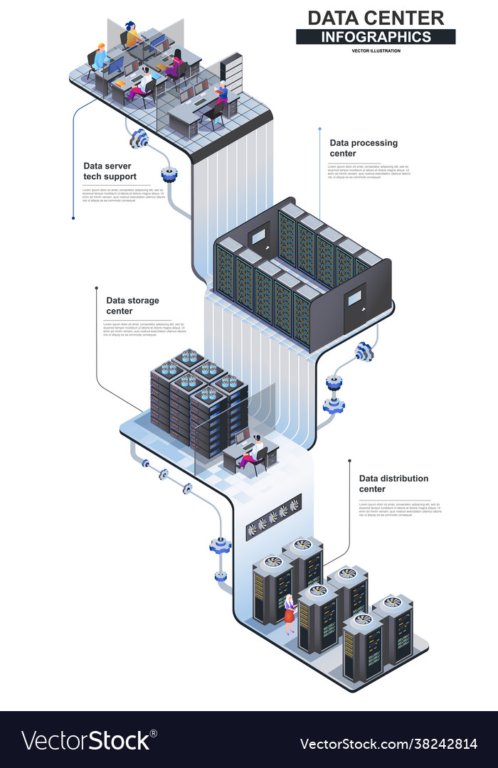 Data center modern isometric infographics 3d Vector Image