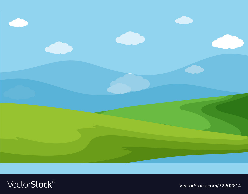 Empty nature scenes with green meadow and blank Vector Image