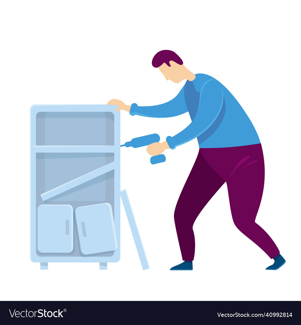 Handyworker flat color faceless character man Vector Image