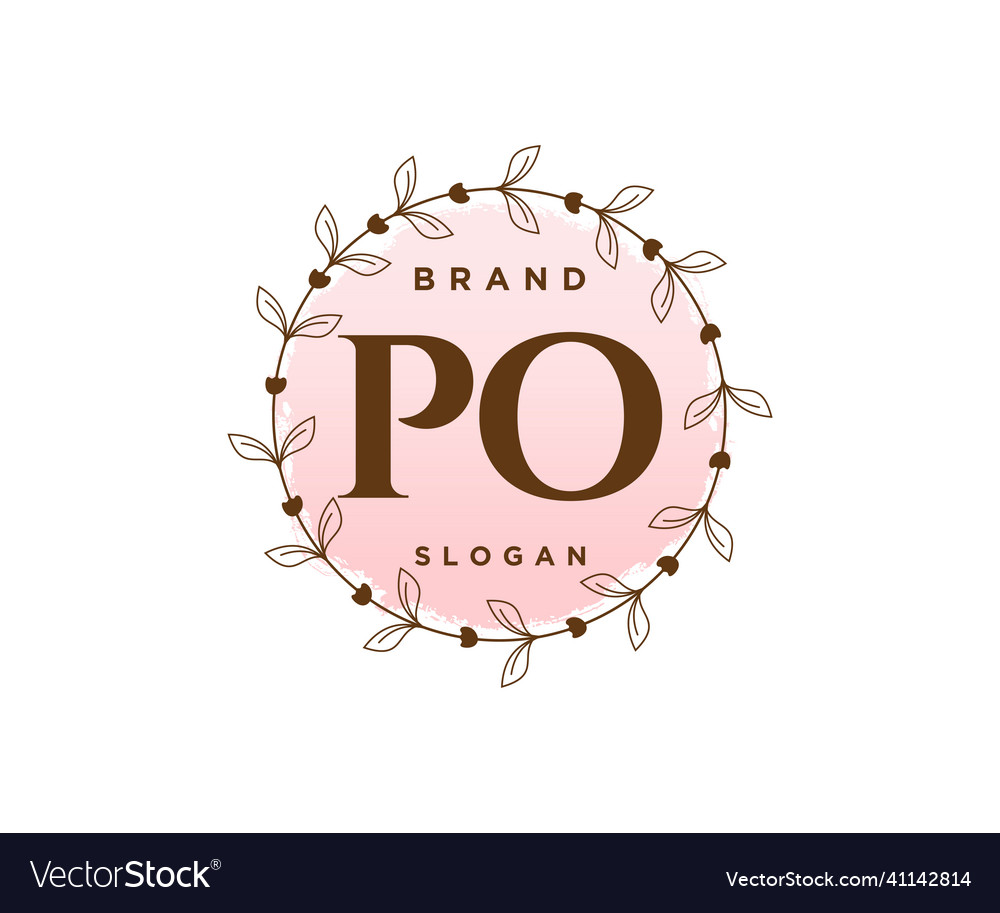 Initial po feminine logo usable for nature salon